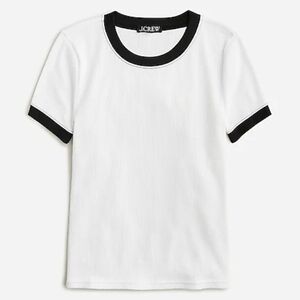 J. Crew shrunken vintage rib ringer tee, white, small